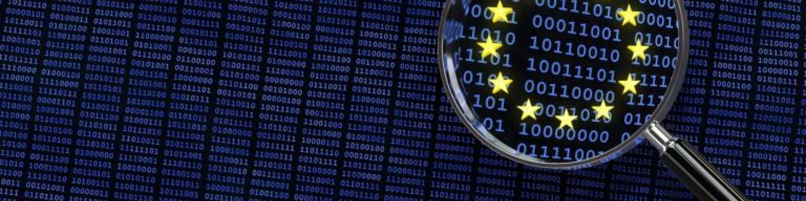 magnifying glass EU flag