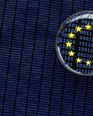 magnifying glass EU flag